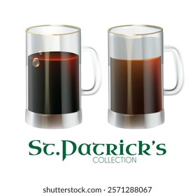 Beer mug isolated on green. St Patricks day collection.