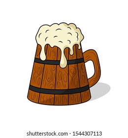 Beer mug isolated on a white background. Vector cartoon illustration. Flat design.
