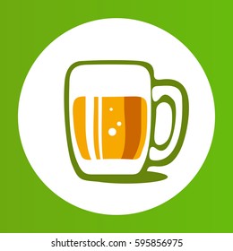 Beer mug isolated on white background.  Design element for flyers or banners.