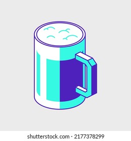 Beer mug isometric vector icon illustration