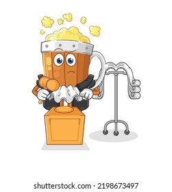 the beer mug judge holds gavel. character vector