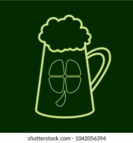 Beer mug with a leaf of clover. St.Patrick s Day.