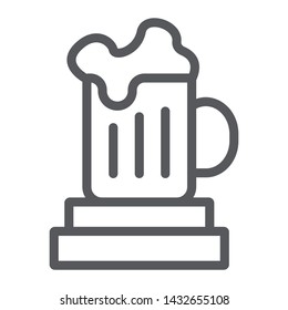 Beer mug line icon, drink and glass, beer cup sign, vector graphics, a linear pattern on a white background, eps 10.