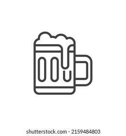 Beer mug line icon. linear style sign for mobile concept and web design. Beer pub outline vector icon. Symbol, logo illustration. Vector graphics