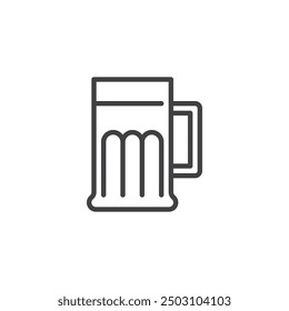 Icono de línea de taza de cerveza. signo de estilo lineal para el concepto móvil y el Diseño web. Taza de cerveza con un ícono de Vector de contorno de mango. Símbolo de pub, ilustración de logotipo. Gráficos de Vector