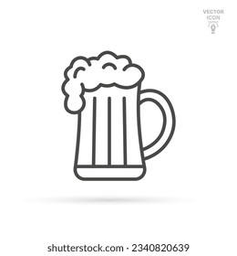 Icono de la línea de jarra de cerveza, oktoberfest y alcohol, icono del vaso de cerveza, bebida alcohólica. Ilustración vectorial aislada