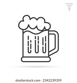 Icono de la línea de jarra de cerveza, oktoberfest y alcohol, icono del vaso de cerveza, bebida alcohólica. Ilustración vectorial aislada