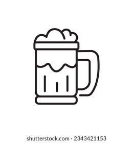 Icono de la línea de jarra de cerveza, oktoberfest y alcohol, icono del vaso de cerveza, bebida alcohólica. Ilustración vectorial aislada