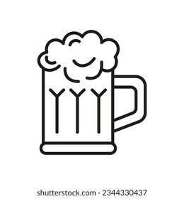 Icono de la línea de jarra de cerveza, oktoberfest y alcohol, icono del vaso de cerveza, bebida alcohólica. Ilustración vectorial aislada