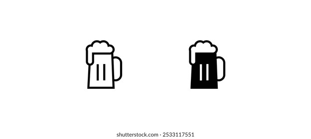 Beer mug line icon, oktoberfest alcohol, beer glass icon, alcohol drink. beverage line flat icons set, editable stroke isolated white, linear vector outline illustration, symbol logo design style