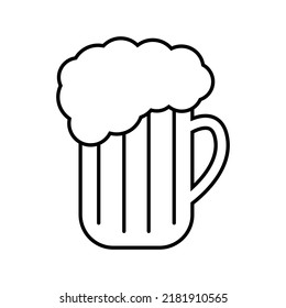 Beer mug line icon. Traditional glass mug of beer with frothy foam . Vector Illustration