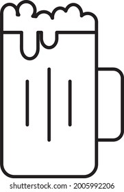 Beer mug line icon vector design template and illustration with editable stroke