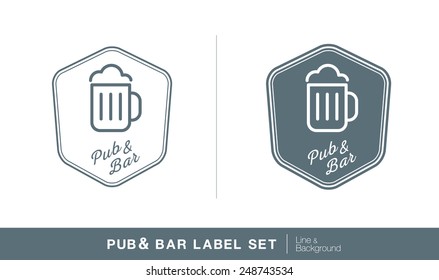 beer mug line logo, label vector