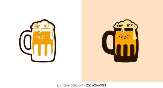 Beer mug logo background vector. Drink vintage retro illustration isolated