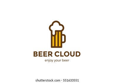 Beer Mug Logo design vector template Linear style.
Pub Bar Brewery Craft Logotype concept