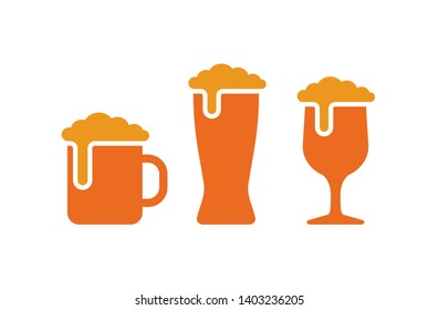 Beer mug logo or icon - isolated silhouette in three glass mugs variations
