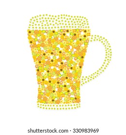 Beer mug made of flowers