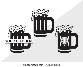 Beer Mug Monogram, Beer Glass, Printable Vector Illustration svg