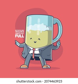 Beer mug motivational character vector illustration. Motivation, drinks, funny design concept.