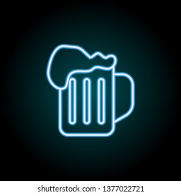 beer in a mug neon icon. Elements of Food set. Simple icon for websites, web design, mobile app, info graphics
