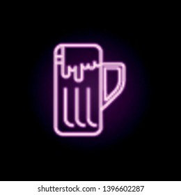 beer mug neon icon. Elements of restaurant set. Simple icon for websites, web design, mobile app, info graphics