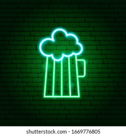 Beer Mug Neon Sign. Vector Illustration of Bar Promotion.