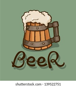 Beer Mug - old drawing style mug of beer with a lot of foam
