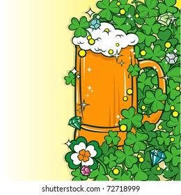 Beer Mug on the Clover background