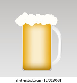 Beer mug on gray background, vector