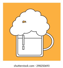Beer mug on yellow background. Vector illustration.