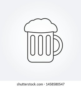 Beer mug outline icon. Glass with foam. Vector illustration.