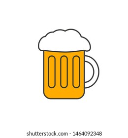 Beer mug outline icon. Glass with foam. Vector illustration.