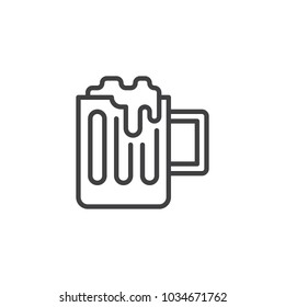 Beer mug outline icon. linear style sign for mobile concept and web design. Cup of beer simple line vector icon. Symbol, logo illustration. Pixel perfect vector graphics