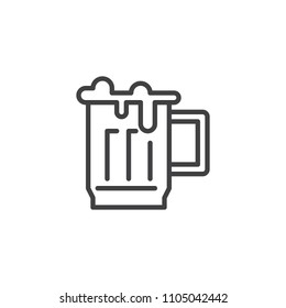 Beer mug outline icon. linear style sign for mobile concept and web design. Bar drink simple line vector icon. Symbol, logo illustration. Pixel perfect vector graphics
