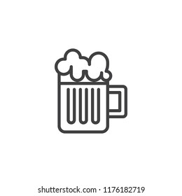 Beer mug outline icon. linear style sign for mobile concept and web design. Glass of beer simple line vector icon. Symbol, logo illustration. Pixel perfect vector graphics