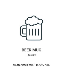 Beer mug outline vector icon. Thin line black beer mug icon, flat vector simple element illustration from editable drinks concept isolated on white background