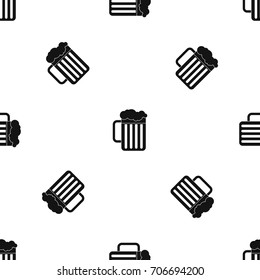 Beer mug pattern repeat seamless in black color for any design. Vector geometric illustration
