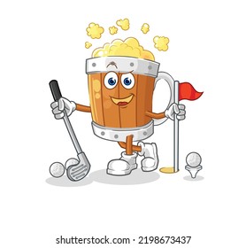 the beer mug playing golf vector. cartoon character