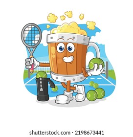 the beer mug plays tennis illustration. character vector