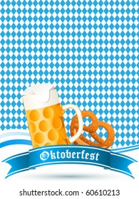 beer mug and pretzel, Oktoberfest - vector illustration