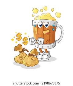 The Beer Mug Refuse Money Illustration. Character Vector