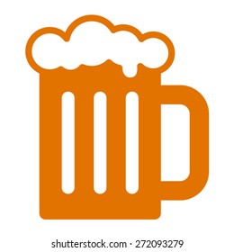 Beer mug or root beer foam glass flat vector icon for apps and websites