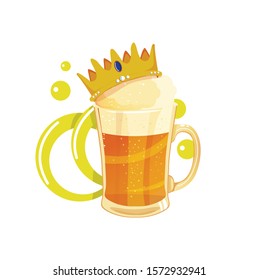 beer mug and royal crown vector illustration