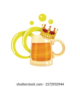 beer mug and royal crown vector illustration