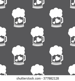 Beer mug seamless pattern on gray background. Illustration