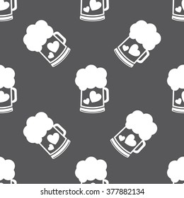 Beer mug seamless pattern on gray background. Illustration