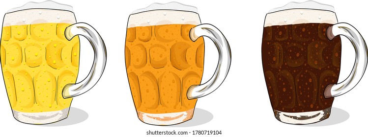 Beer mug set design. Isolated vector illustration. Good for party, menu design.