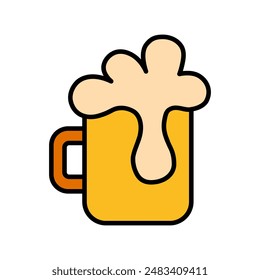 Beer mug set icon. Foamy beer, frosty mug, alcoholic beverage, bar drink, brew, draft beer, Oktoberfest symbol, refreshment, pub, cold drink, beer glass, brewery product, cheers, social drink.