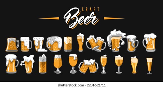 Beer mug set vector graphic clipart design 