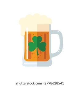 A beer mug with shamrock on St Patricks Day